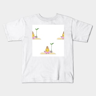 Background illustration, decorative design pattern, yoga, meditation, meditating, sports, recreation Kids T-Shirt